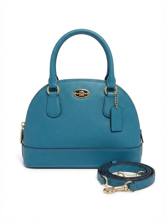 Coach Handbags - Coach Mini Cora Dome Satchel Crossbody Turquoise Blue Pebbled Leather